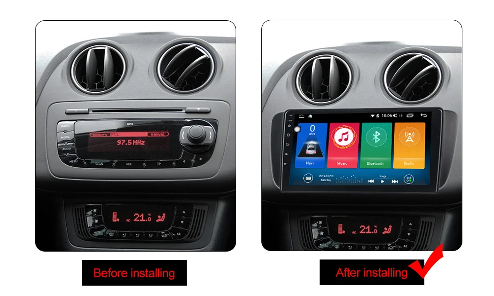RUNJEE Android 9 9853 4 Гб 64 ГБ Автомобильный Радио мультимедийный плеер для Seat Ibiza 6j 2009 2010 2012 2013 2.5D экран gps видео