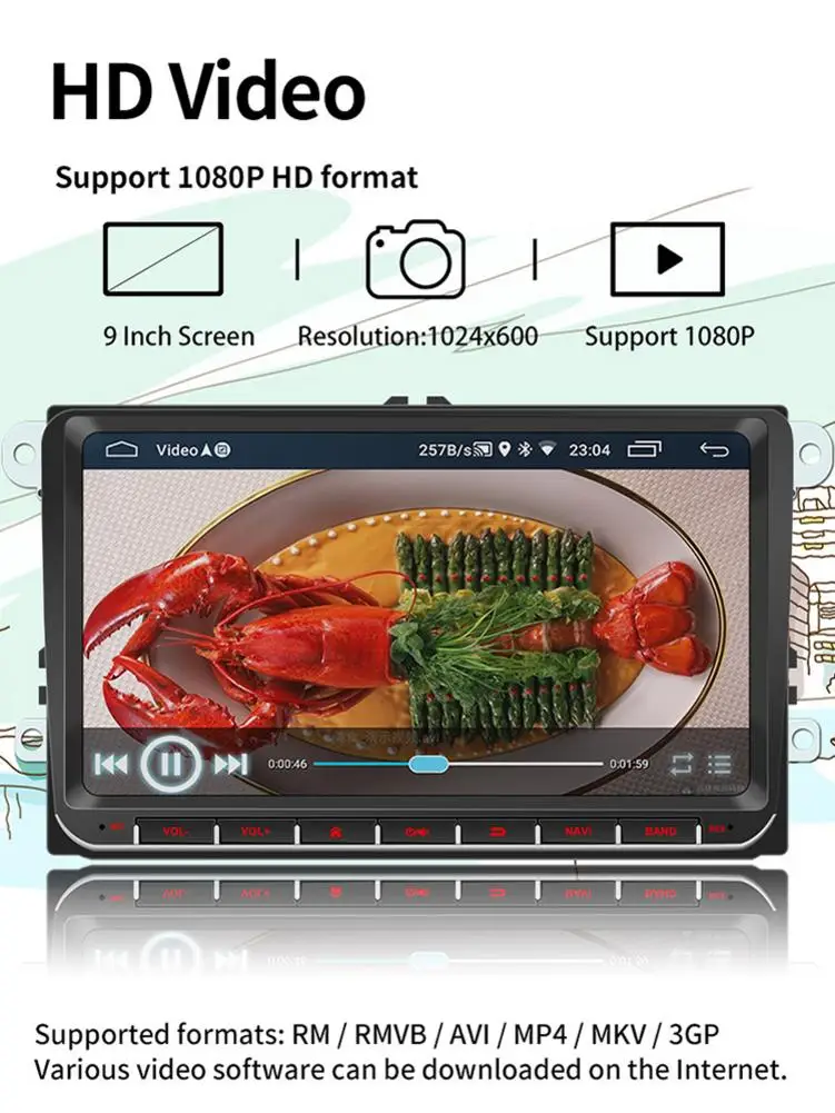 NEW Type 9In Car GPS Navigation Wifi Bluetooth 2USB Radio MP5 Player Android 8.1 16G HD Touch Screen Support WiFi FOR VW | Автомобили и