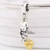 100 925 sterling silver charm fashion cute cupid pendant fit pandora women bracelet necklace diy jewelry