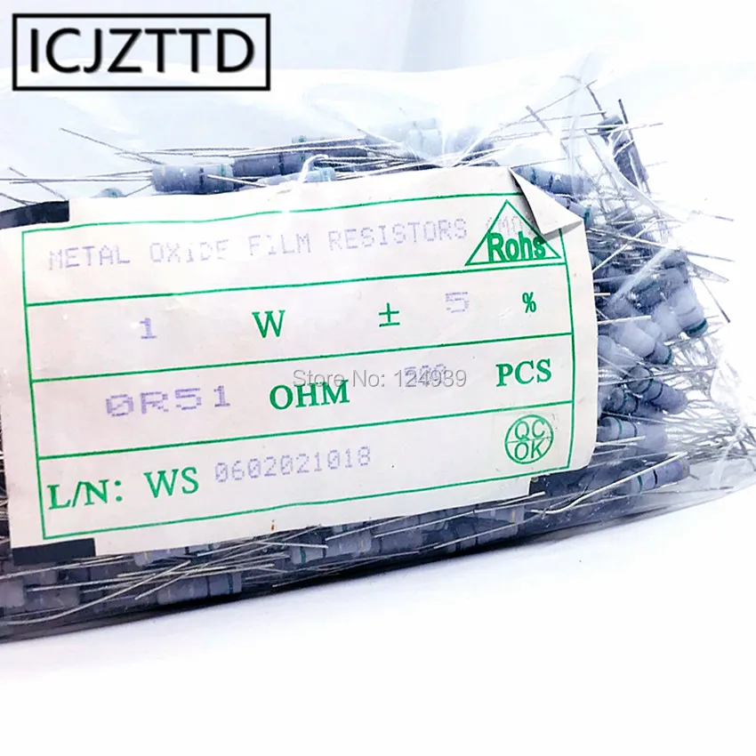 

1W 5% Carbon Film Fixed Resistors 5% 1w 0.1R 0.12R 0.15R 0.18R 0.2R 0.22R 0.24R 0.27R 0.3R 0.33R 0.36R 0.39R 0.43R 0.47R 0.51R