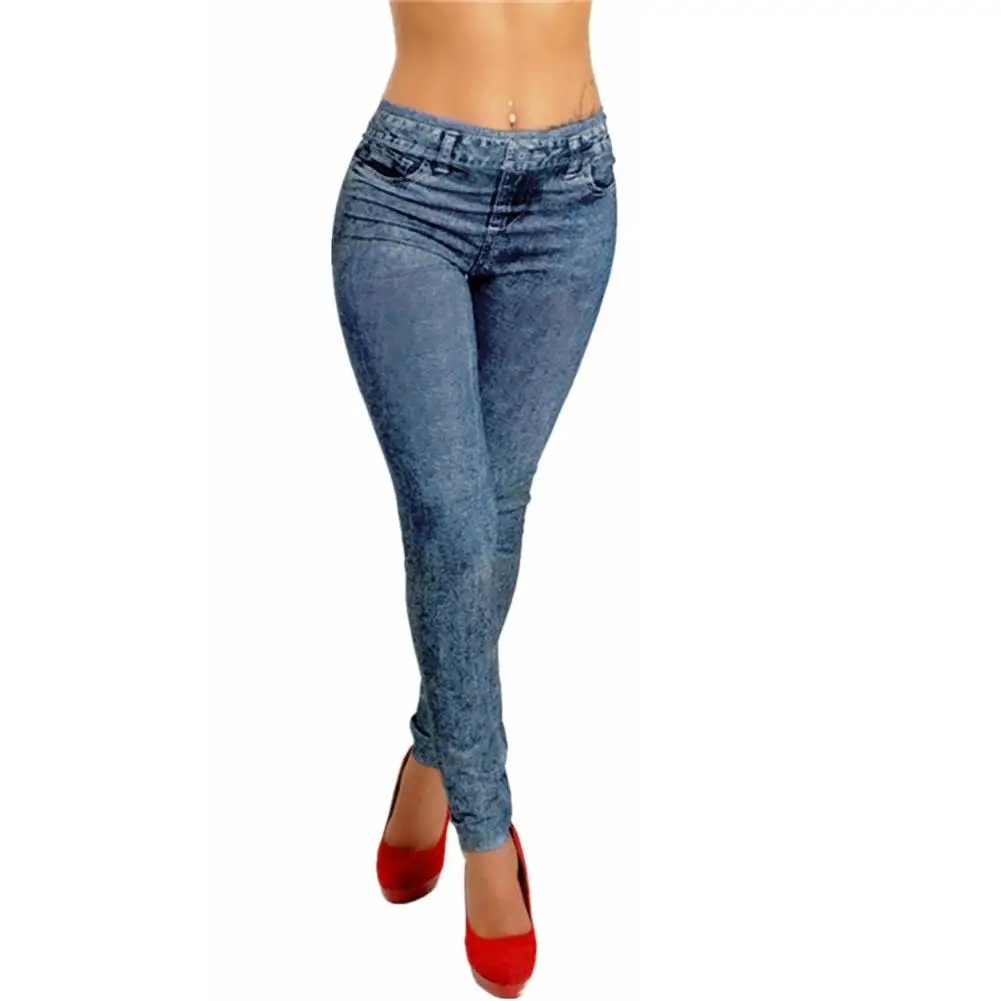 

2020 pants women Sexy Close-Fitting Snowflake Printed Imitated Denim Jeans Leggings woman pants sweatpants women женские штаны