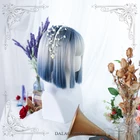 Градиентный синий серый парик Лолита готика, Харадзюку Фея Косплэй челки короткие прямые BOBO; Красивая бахрома взрослых нарисованной длинноволосой девочкой