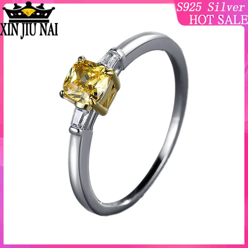 

925 sterling silver Coloured popular in Europe and America Yellow Morgan Stone are luxurious Elegant refined yellow zircon ring