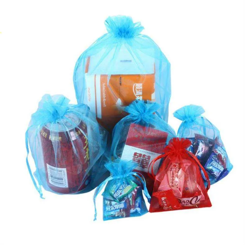 

50 Pcs organza wedding gift bag jewelry bag packaging net organza bag pochette cadeau organza bags bolsa organza gift zakjes