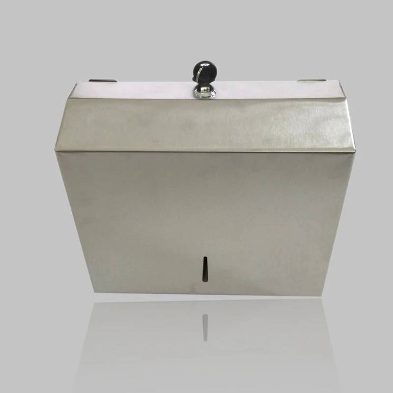 

Wall-Mounted Paper Towel Dispenser Stainless Steel Large Capacity Bathroom Kitchen Tissue Holder Box with Lock Design