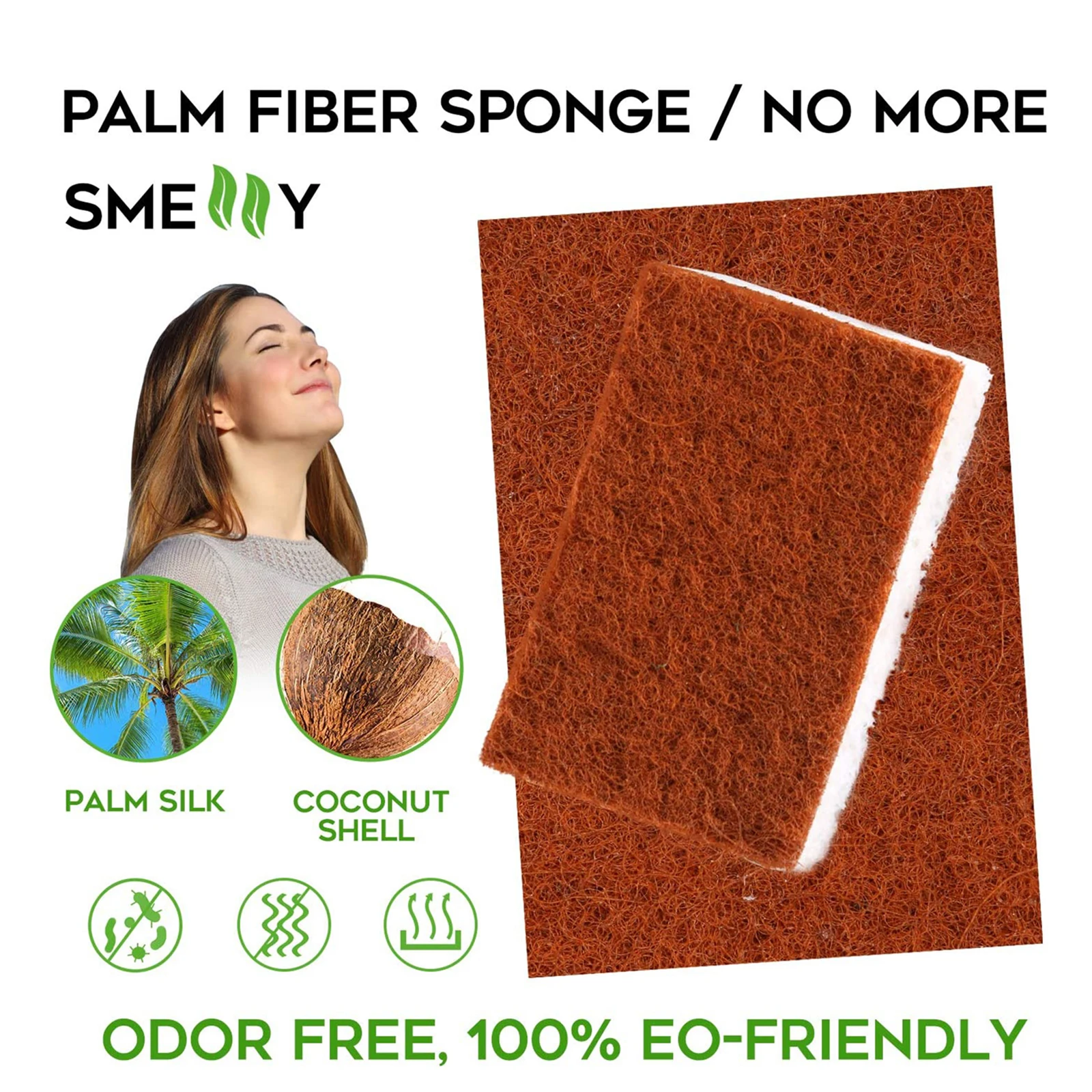 

5 Pack Plant Based Non Scratch Scrubbing Scrub Sponges pad cleaner kitchen dish washing scrub eraser for Kitchen