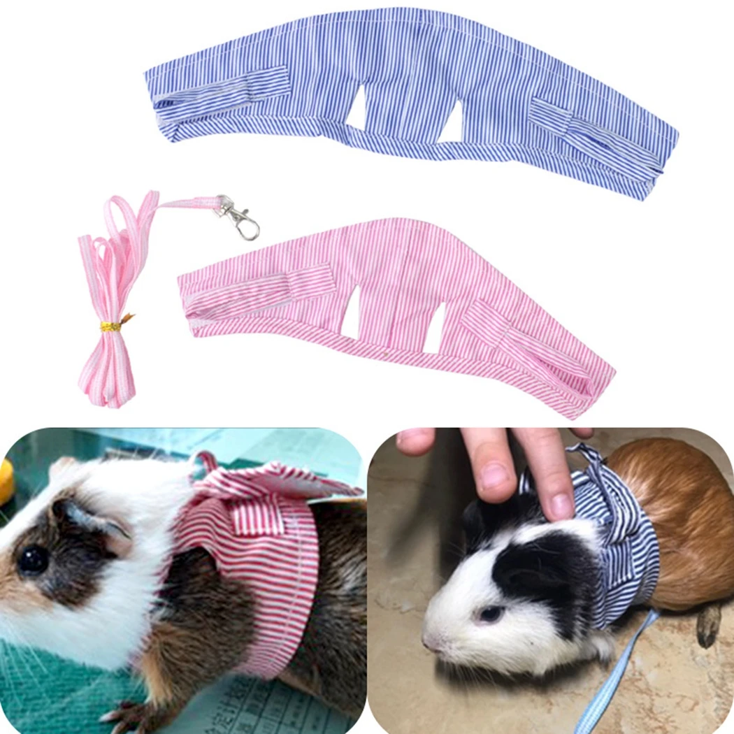 Rabbits Hamster Vest Harness with Leash Stripe Guinea Pig Chest Strap Harnesses Ferret Small Animals Pet Accessories | Дом и сад