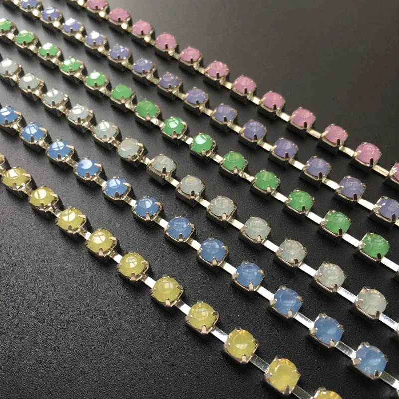 Специальное предложение Акриловые стразы Ss28 цепочка на чашки синие опаловые