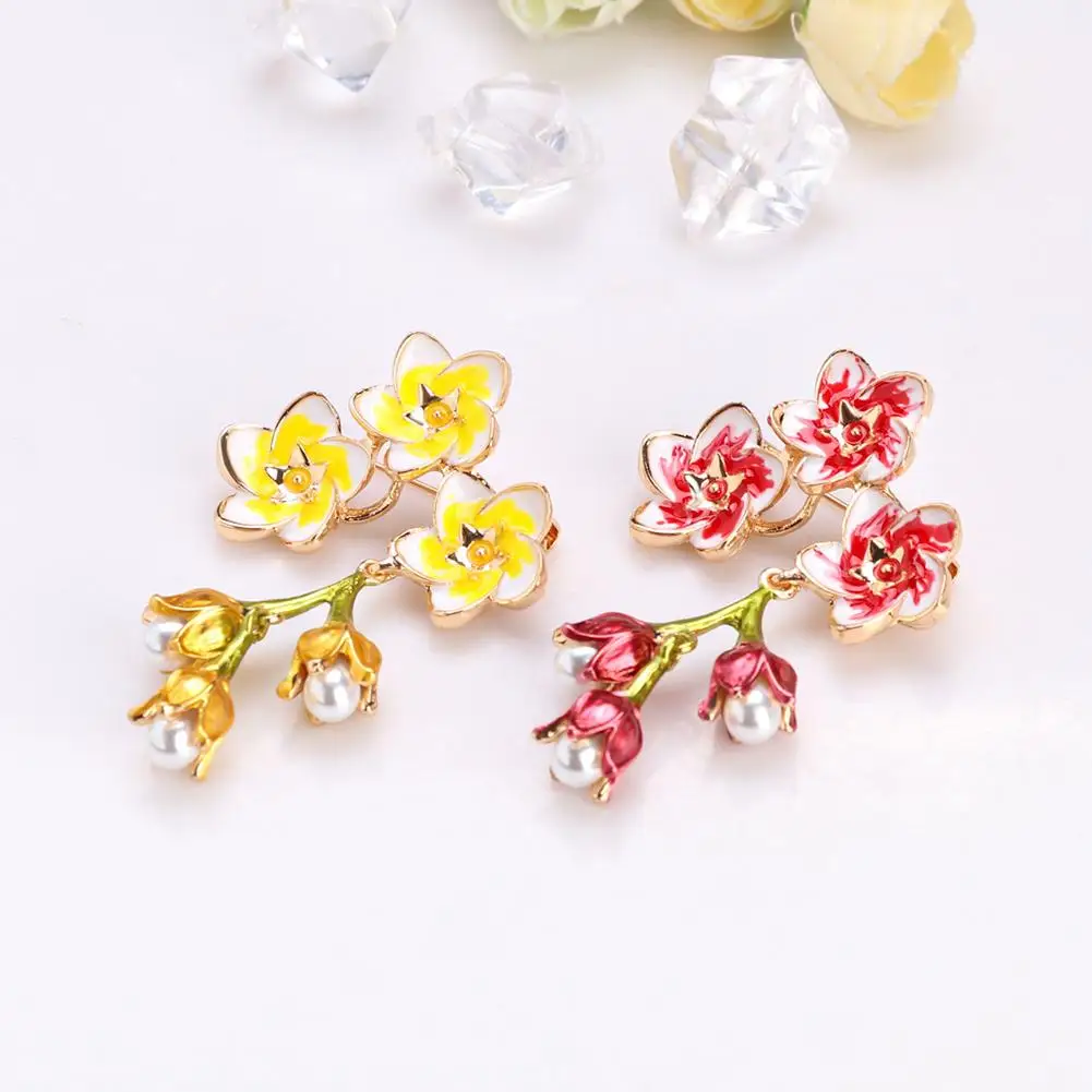 Элегантная женская инкрустированная искусственным жемчугом эмалированная