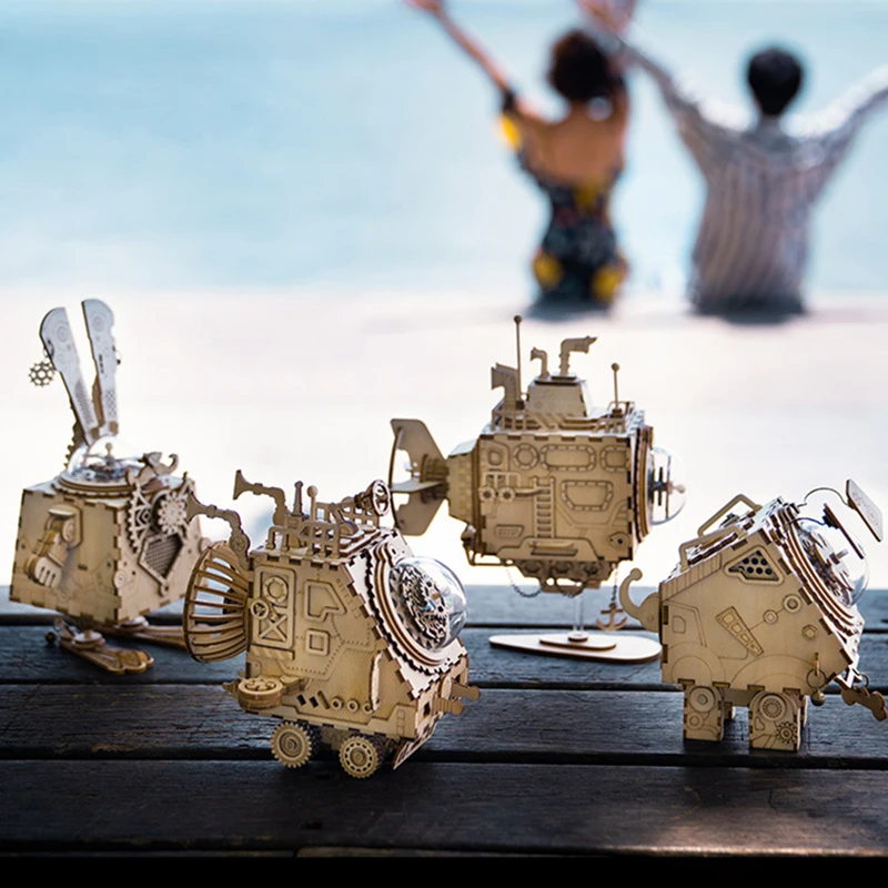 Сделай Сам собранная музыкальная шкатулка 3d Трехмерная головоломка деревянная