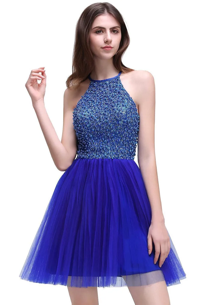 Красивые короткие синие платья