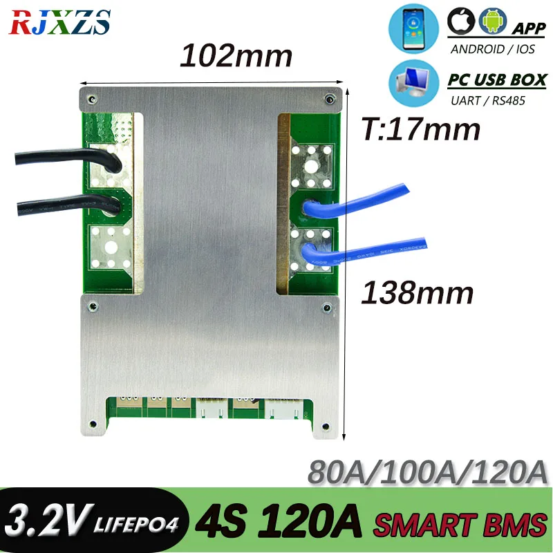 Смарт BMS 4S 60A/80A/100A/120 12V LiFePO4 Bluetooth PCM с Android APP UART программное обеспечение