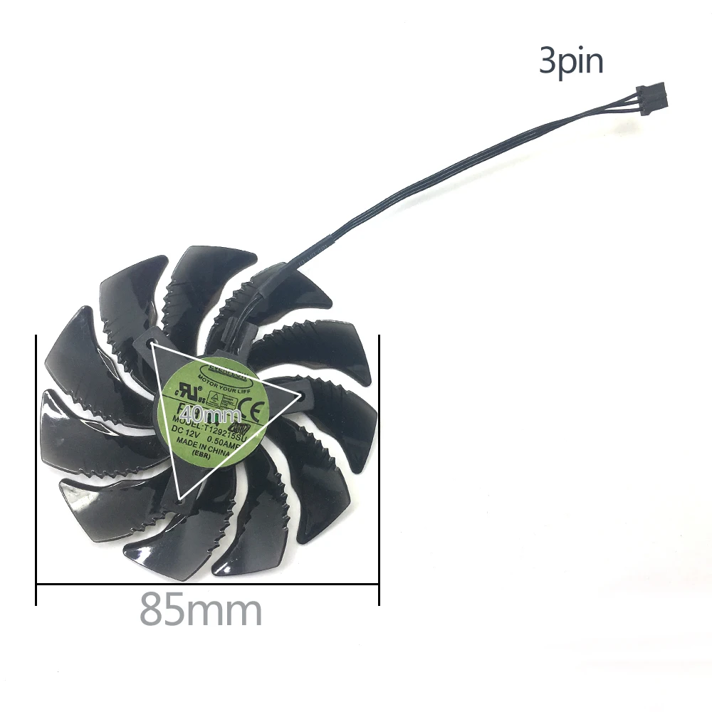 3Pin PLD09210S12HH T129215SU GTX1050 Ti D5 4G охлаждающий вентилятор GPU для Gigabyte GTX1050ti GTX1060 Mini ITX PC