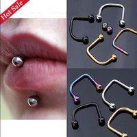 ayliss 2pcs rainbow 16g cool punk stainless steel ball top lippy loop lip monroe labret ring jewelry fashion body piercing rings