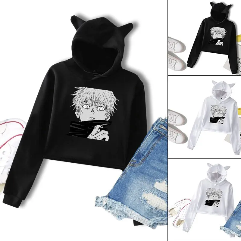 

2020 New Hot style Hoodie ladies Jujutsu Kaisen ear sweater simple and versatile casual pullover