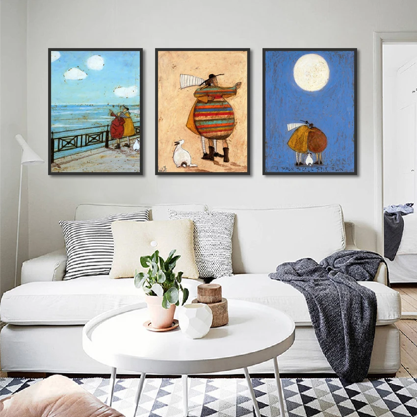 

Abstract A Couple With A White Sheep Look Sea Romantic Happy Poster Canvas Painting For Bedroom Living Room Home Art Wall Decor