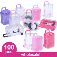 wholesale private label plastic eyelash packaging luggage suitcase with clear tray 3d mink lashes packing box lash case in bulk