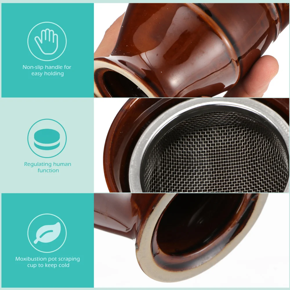 

Ceramic Moxibustion Pot Household Moxa Burner Portable Scraping Cup Body Care