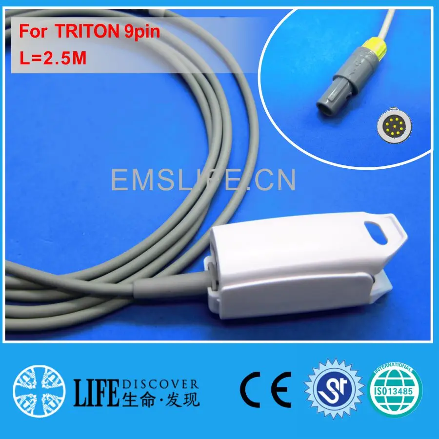 

Reusable AWT adult finger clip spo2 sensor for TRITON 9pin patient monitor
