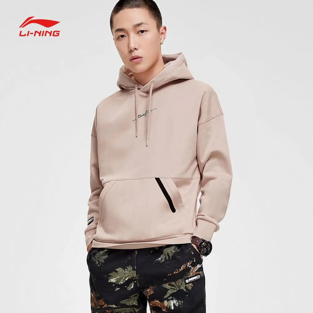 Li-Ning Мужская баскетбольная толстовка с капюшоном, теплый флис, обычная посадка, 34% хлопок, 66% полиэстер, Удобная подкладка, спортивные топы AWDN833 MWW1507