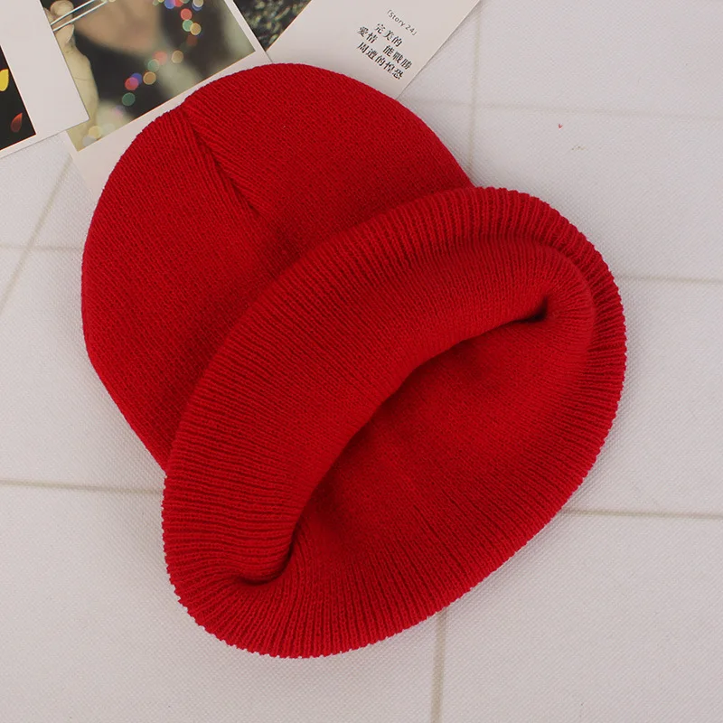 

20 PCS Embroidery Personality Design Custom LOGO Autumn Winter Solid Color Knit Hats Skullies Beanies Team Brand Customize Caps