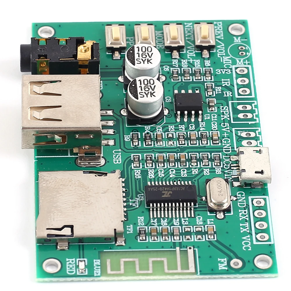MP3 Bluetooth цифровой усилитель мощности модуль SPP сквозной Поддержка FM TF карты/u-диск