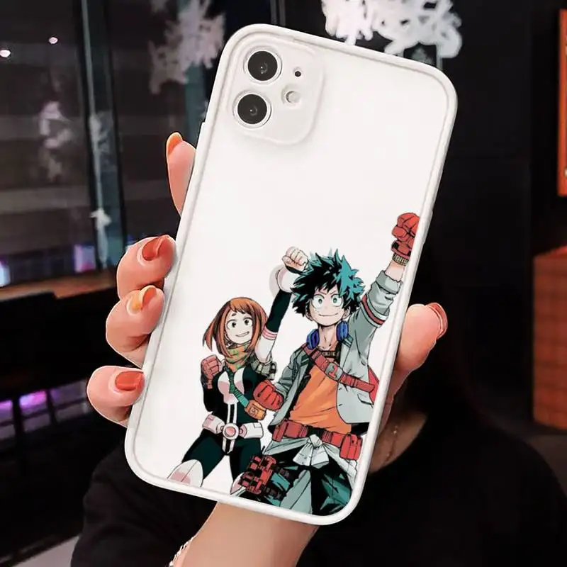 

My hero academia Phone Case For iPhone 12 11 Mini Pro XR XS Max 7 8 Plus X Matte transparent White Cover