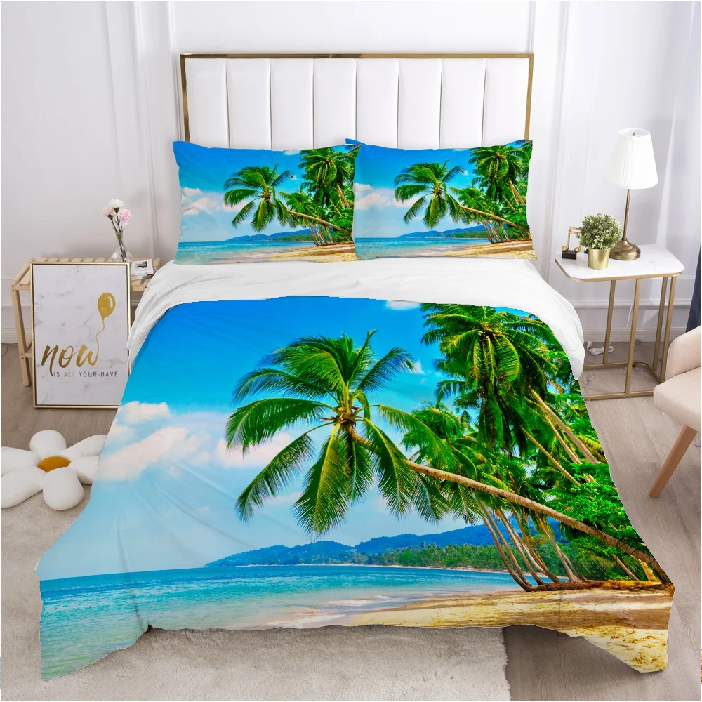 

landscape Duvet cover set 240x220 200x200 Bedding set Twin Queen King Double Bed linens Quilt cover Bedclothes banana tree