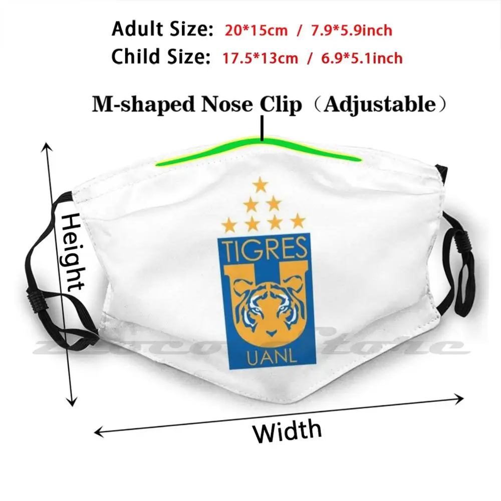 Маска Tigres для взрослых детей моющаяся Pm2.5 фильтр с логотипом креативность Uanl
