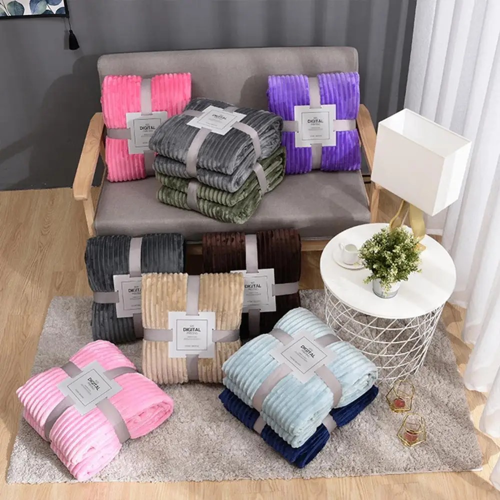 

Winter Soft Striped Warm Bed Throw Blanket Bedspread Sofa Bedroom Decoration