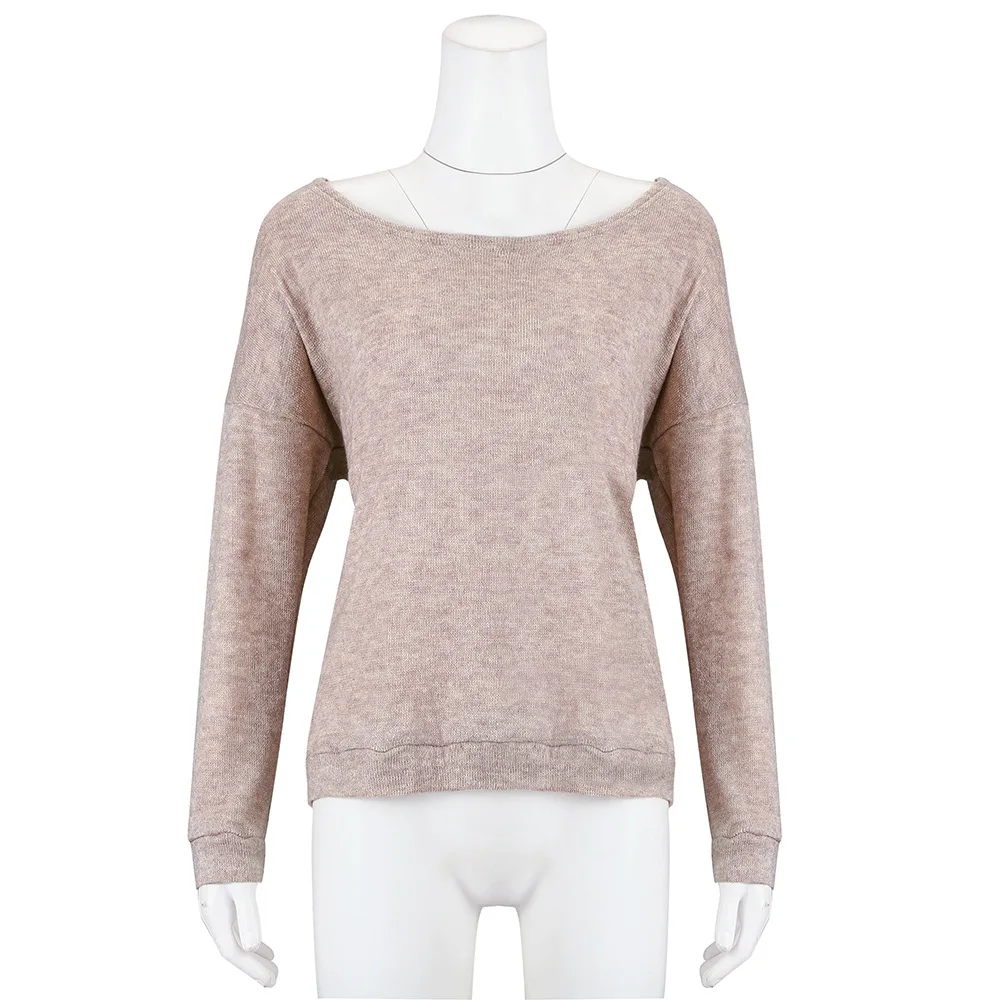 

Womens Sexy Elegant Clothes Lace Stitching Backless Pullover Sweater Long Sleeve Jumpers Top Knitted Sweater Autumn Bodycon