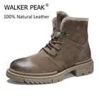 Мужские Водонепроницаемые ботинки из натуральной кожи, уличная теплая зимняя обувь оригинального дизайна, ботильоны с защитой от холода, зима 100%