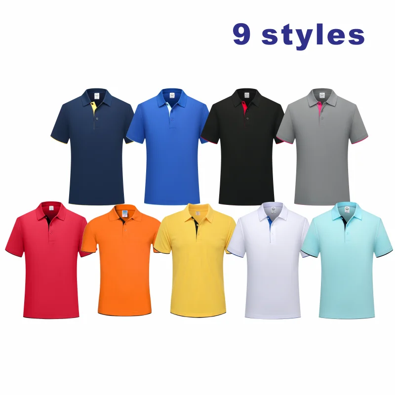 Изготовленный На Заказ мужская и женская футболка поло с логотипом 9 Цвета