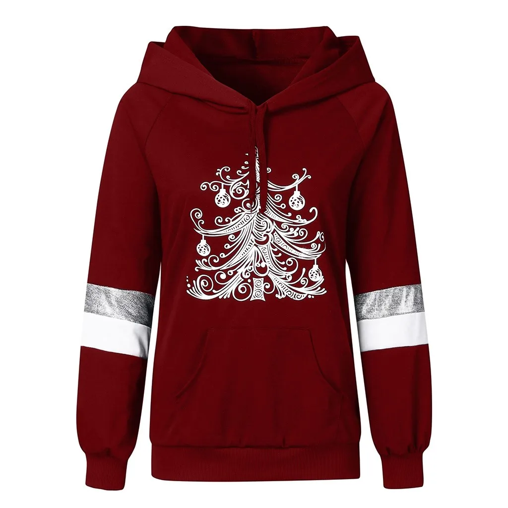 Женская рождественская Толстовка с принтом топ длинными рукавами пуловер