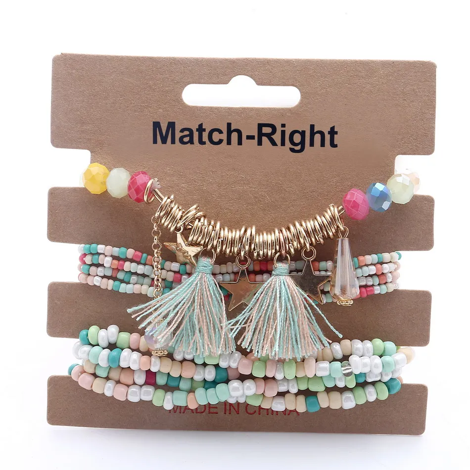 Женское богемное ювелирное изделие Match Right многослойный набор эластичных