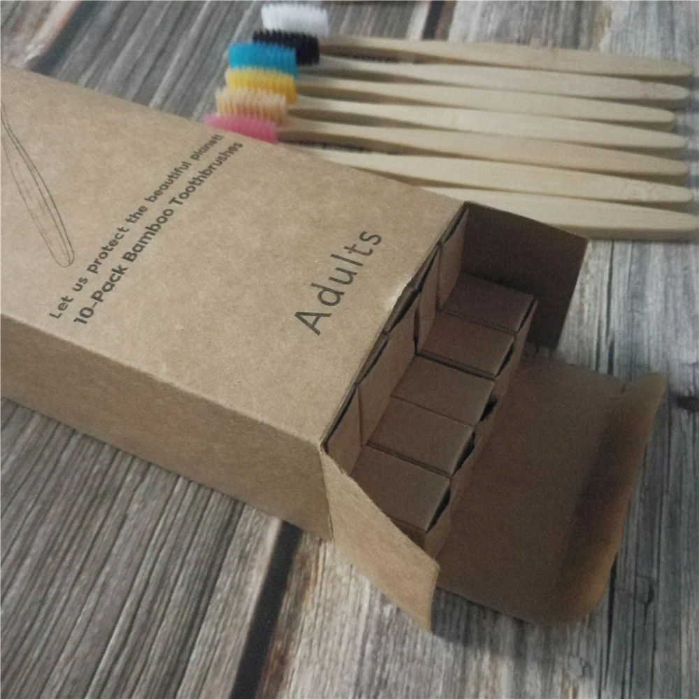 Зубная щетка 40 упаковок Экологичная Радужная Бамбуковая мягкая зубная