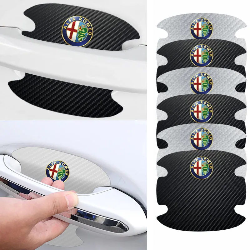 

4pcs Car Door Handle Protection Film Car Stripe Sticker for Alfa Romeo 159 147 156 166 Giulietta Giulia Mito Spider Accessories