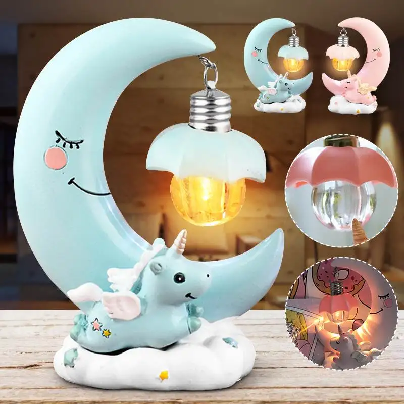 

3D LED Moon Desk Night Light Table Moonlight Lamp Bedside Lamp Kids Gift Children's Lights Night Lamp for Home Blue/Pink