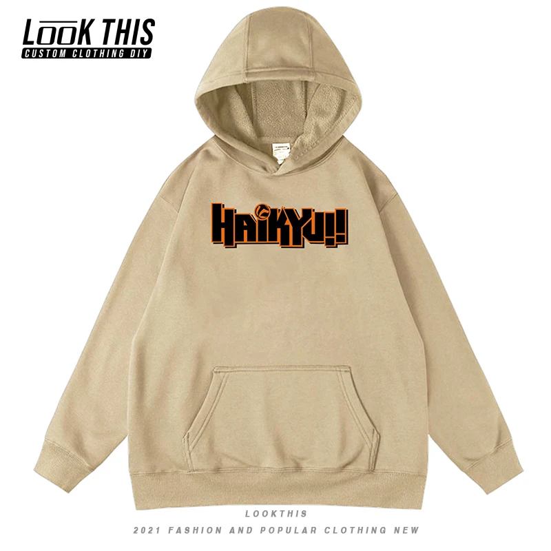 

Толстовка Haikyuu мужская с капюшоном, Свитшот в стиле Харадзюку С аниме, флисовый пуловер в стиле унисекс, топы для мальчиков, свободная улична...