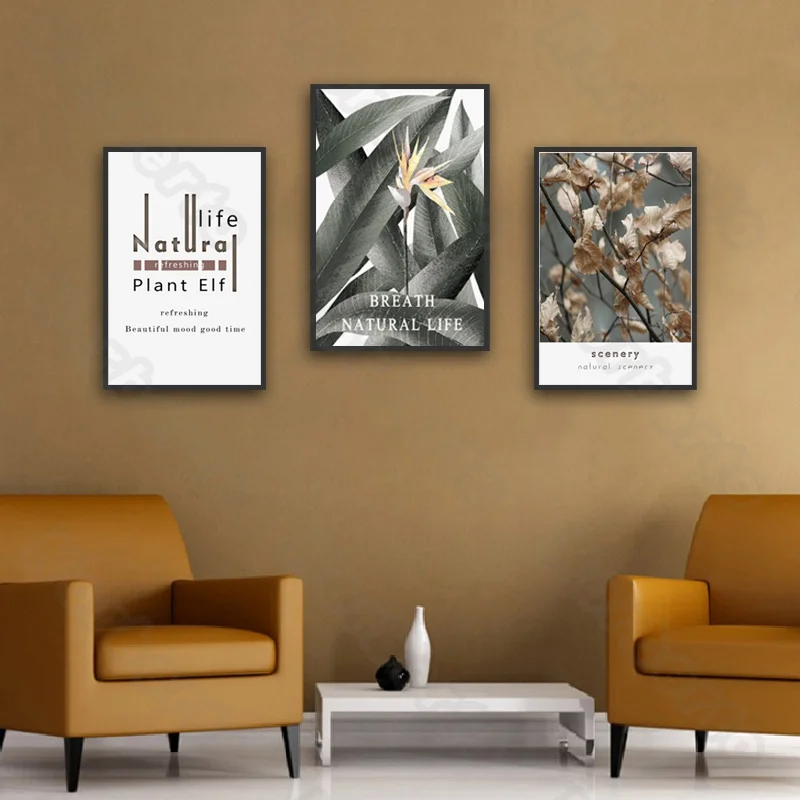 

Canvas Painting Poster Natural Scenery Birds and Swamp Green Leaves Withered Leaves Letters Deers for Home Rooms Decoratio