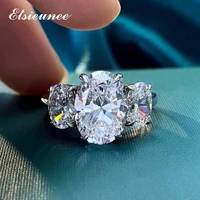 elsieunee top quality 100 925 sterling silver oval cut simulated moissanite wedding engagement diamond ring wholesale jewelry