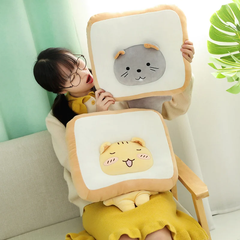 

Cartoon Plush Bread Shape Pillow Funny Toast Bread Cat Kids Toy Birthday Gift Sofa Home Decoration