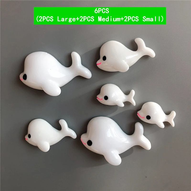

6PCS White Whale Fridge Magnets Cute Cartoon Refrigerator Magnetic Sticker... Home Decoration Accessories Gift