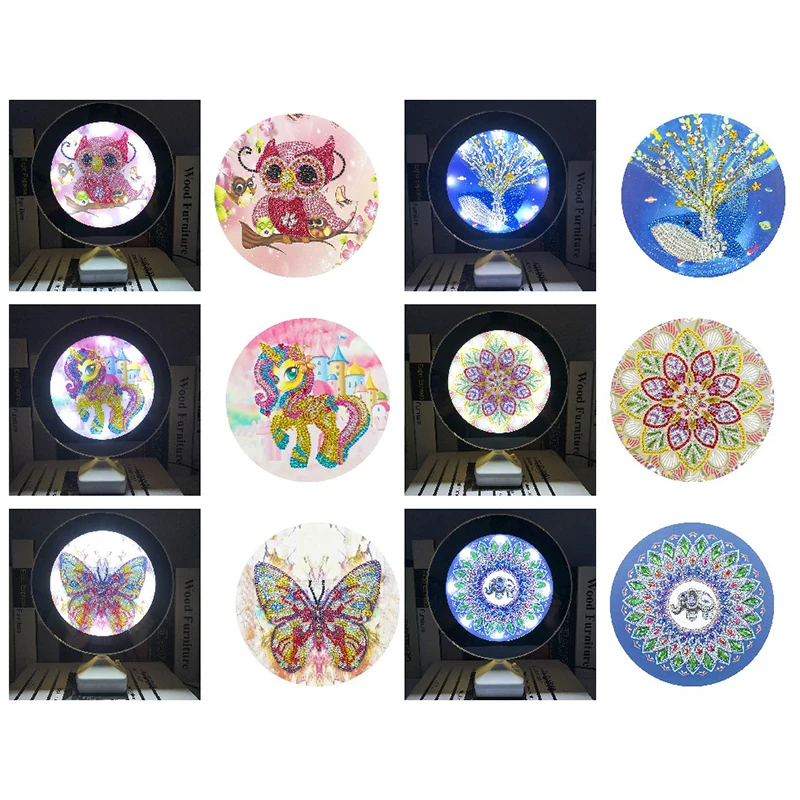 

Special Shaped Diamond Embroidery Rhinestones LED Lamp Home Decor DIY LED Diamond Painting Lighting Makeup mirror