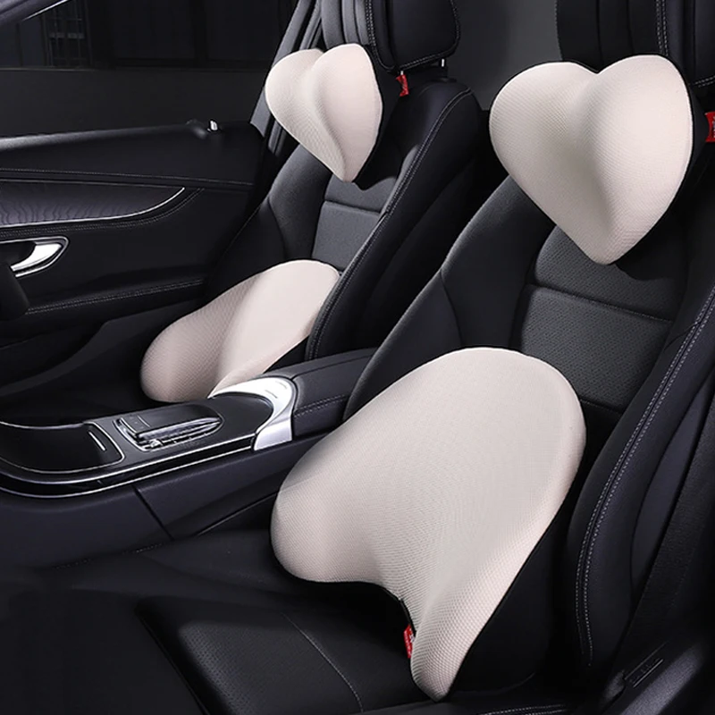 

JINSERTA Heart Shape Car Neck Headrest Pillow Memory Foam Seat Lumber Support Cushion Auto Travel Sleeping Car Neck Pillows