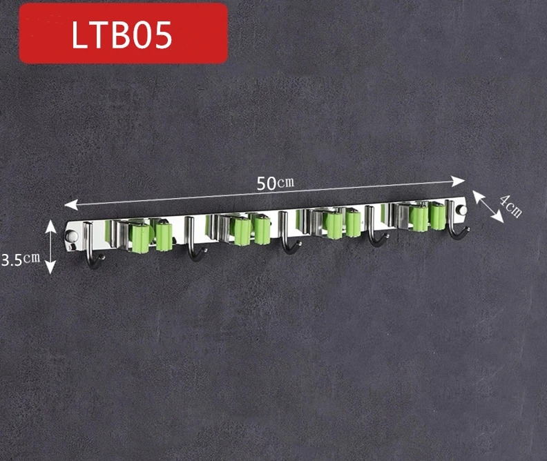 Green TB-05 Вешалка для метлы, швабра и метла, держатель для метлы, органайзер, зажимы, настенный садовый стеллаж для хранения с винтами - Цвет: Green TB-05