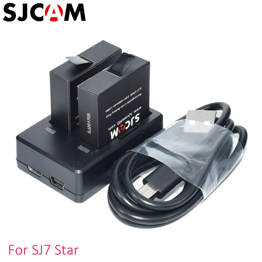 Оригинальные аксессуары SJCAM SJ7 Star 1000 мАч литий-ионные аккумуляторы и два порта зарядное устройство для SJ 7 S портов экшн-камер