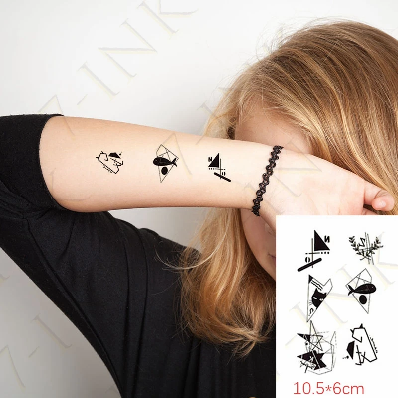 

Waterproof Temporary Tattoo Sticker Geometry Whale Cat Crown Flash Tatoo Fake Tatto Arm Leg Wrist Foot Hand For Girl Men Women