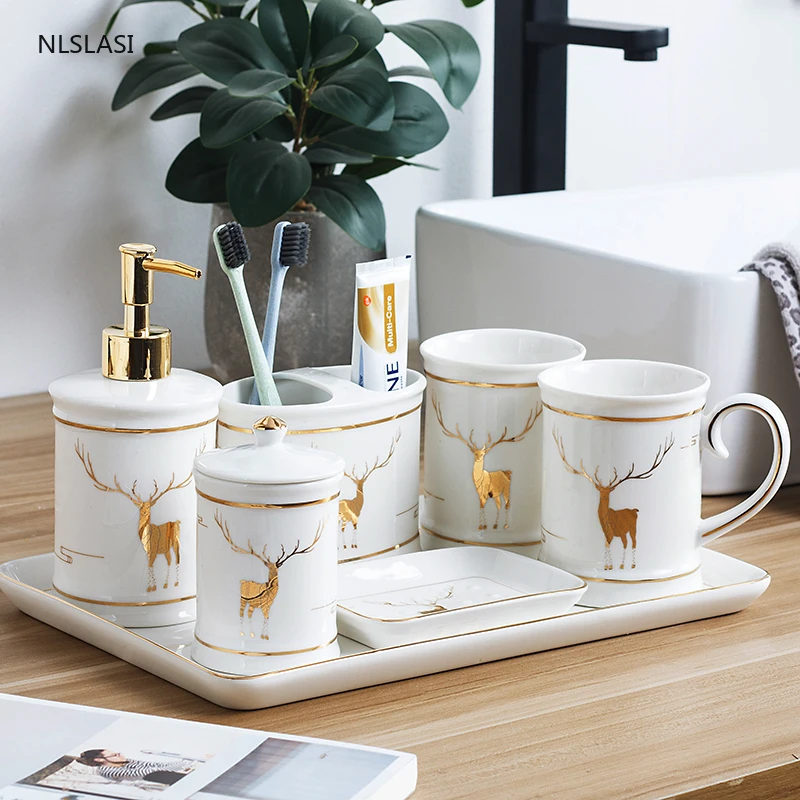 Светильник роскошный керамический комплект для ванной комнаты из 5 предметов в