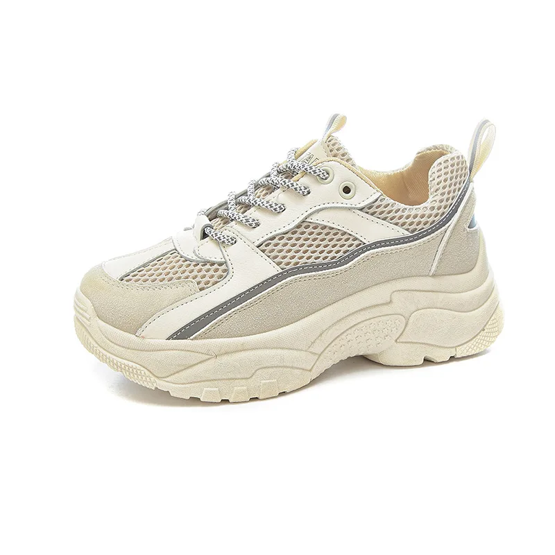 Кроссовки женские на массивной платформе дизайнерские модная отражающая обувь